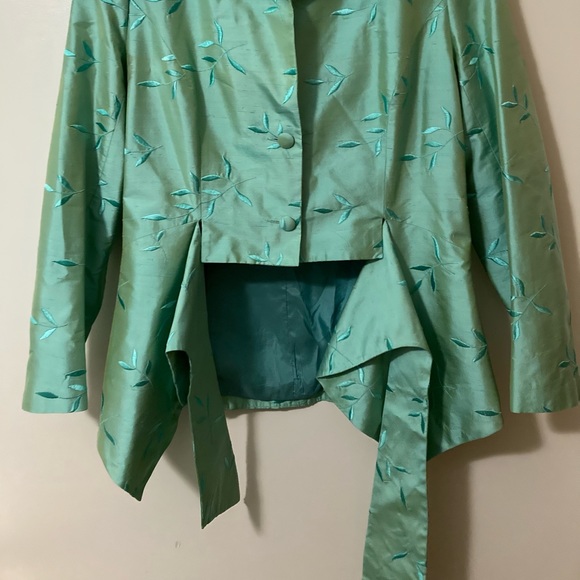 Petrovitch & Robinson high quality silk satin mint green blazer cardigan coat - Picture 4 of 6